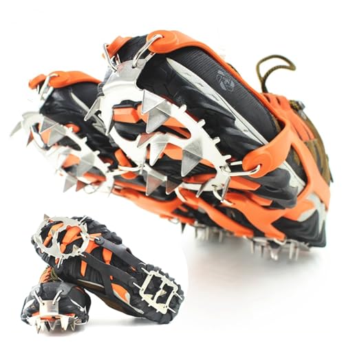 Stegjärn för vandringsstövlar män, halkfria skogrepp för is, skotillbehör, isfiske tillbehör för vandring, jakt, jogging, snöskottning founcy