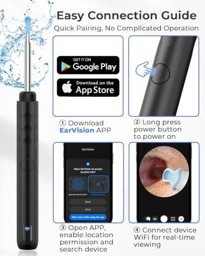 Image of ELECTOMANIA Wireless Ear Wax Removal Tool Kit with 1296P HD Camera 6 LED Lights & Wifi Connection, Ear Cleaning Machine with 5 Silicone Tips Free, Light Weight, IP67 Waterproof for iOS and Android