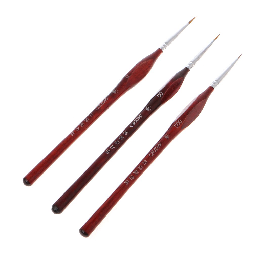 MONOJLY 3Pcs Miniature Paint Brushes Professional Wolf Hair Fine Detailing 0~000