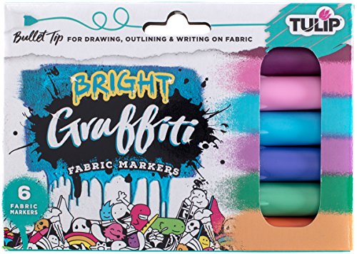 I Love To Create Tulip Graffiti Fabric Markers 6/Pkg-Brights - Bullet Tip