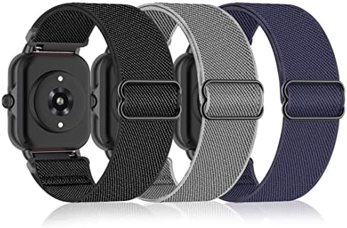 3 Pack Stretchy Nylon Watch Bands Compatible with Amazfit GTR 4/ GTR 3 Pro/GTR 3/GTR 2/2e/GTR 47mm,22MM Loop Elastic Straps for Garmin Vivoactive 4,Venu 2,Replacement Watchband for Women Men.