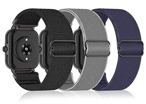Bolesi 3 Pack Stretchy Nylon Watch Band Compatible with Amazfit Bip 6/Bip 5/Active Max/Bip Max/Balance 2/Balance,22MM Soft Replacement Sports Strap for Amazfit GTR 4/3/Cheetah 2 Ultra Women Men by Bolesi - Used condition - US$5.61
