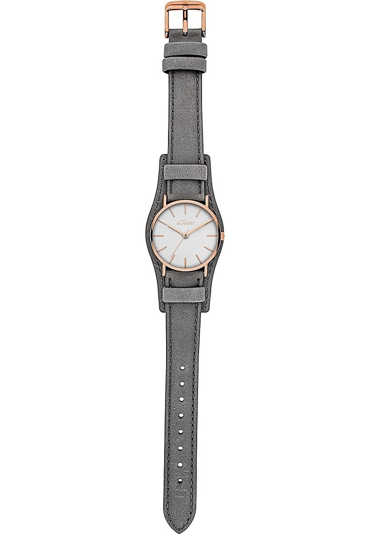 s.Oliver Damenuhr mit flachem Gehäuse und abnehmbaren Unterlegband - 30 mm - analog Armbanduhr für Damen mit Quarzwerk - 3 ATM wasserdicht