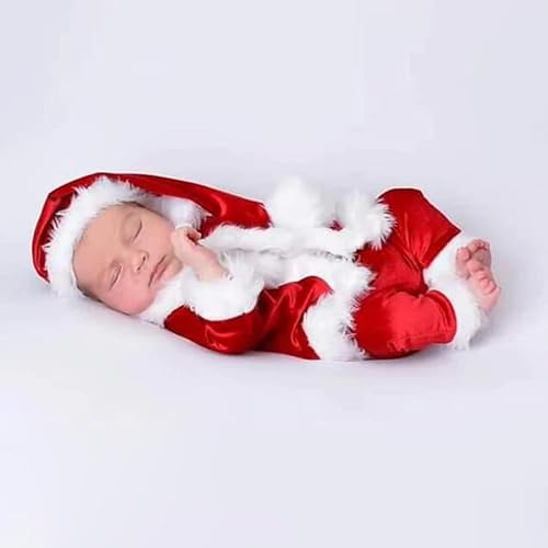 Vista 2 de Ropa de Navidad para recién nacido, accesorios para sesión de fotos, ropa de ganchillo, pantalones de sombrero rojo de Papá Noel, accesorios