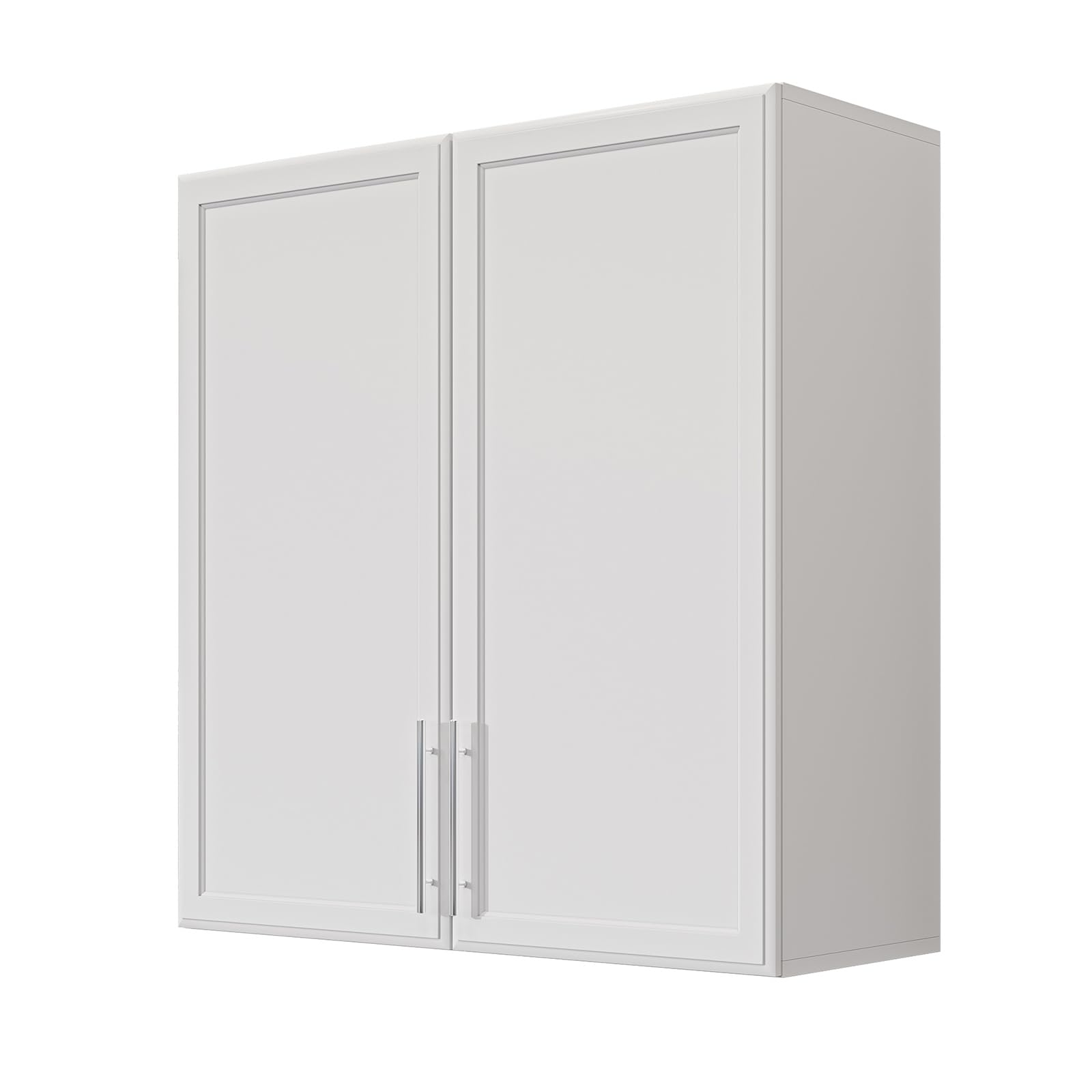 Laundry Room Wall Cabinet with Adjustable Shelf,Wall Mounted Kitchen Cabinets with Two Shaker Doors,Upper Storage for Laundry Room, Bathroom, Kitchen,Large,White