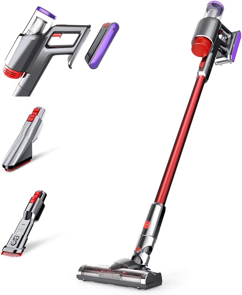VacLife Cordless Vacuum, Vacuum Cleaner with Replaceable Battery, Stick Vacuum – Extra Filter for Washing, Powerful Vacuum Cleaner Cordless 2 in 1, Lightweight Vacuum with LED Light