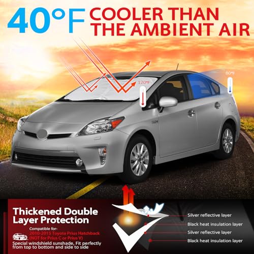 Pare-soleil sur mesure Toyota Prius 2010-2015 stop habitacle brulant pliable avant