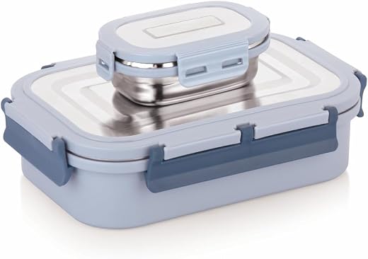 WARMEO Delight Insulated Stainless Steel Airtight Leak-Proof Lunch Box with Clip Lock Lid,Light Weight, Easy to Clean, Per...