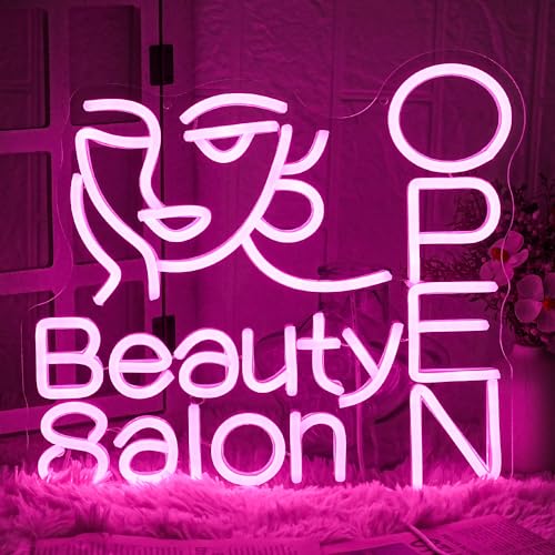 Image of Beauty Salon Open Neon Sign Salon Neon Light Beauty Salon Led Light Open Neon Light Up Sign for Beauty Salon Nails Studio Hairdressing Shop Barber Shop Dressing Room Decoration