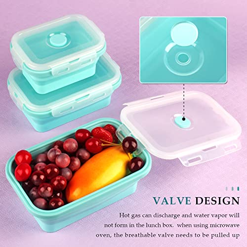 Keweis Silicone Food Storage Containers With Lids, Collapsible Silicone Lunch Box Bento Boxes, Meal Prep Container For Kitchen, Bpa Free, Microwave Freezer And Dishwasher Safe, Set Of 4 - Square Blue #TOP4