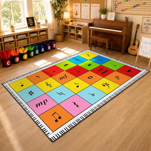 ABCarpet Music Classroom Rug, 6'6" x 8'6" Durable Nylon Classroom