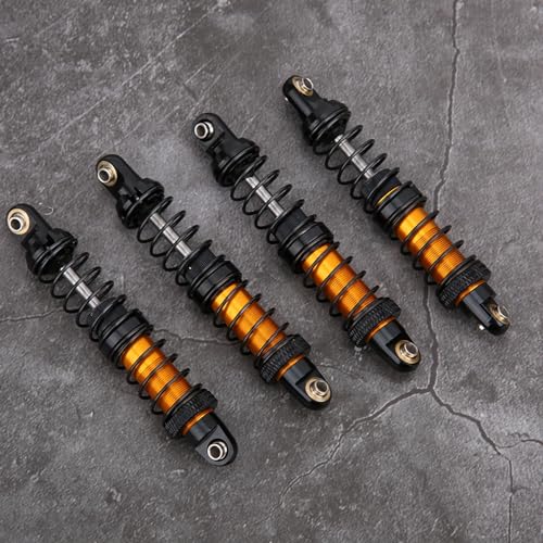 Eminchu RC Car Metal Oil Suspension Shock Struts Damper for Tamiya CC01 Upgrade Parts, Durable and Stable Shocks for Remote Control Model Cars, Black Orange, 90mm 4 Pack (80mm)