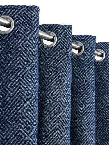 Image of Saral Home Pacman Chenille Blackout Door Curtains 2pc, Navy 4X7 Ft