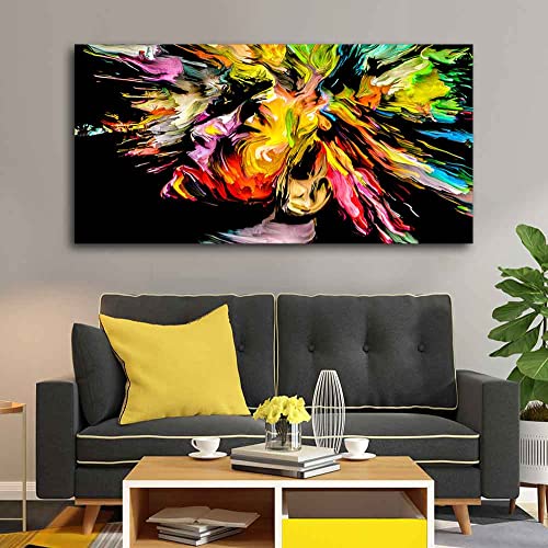 Image of VIBECRAFTS Canvas Paintings for Living Room Drawing Room Colorful Abstract Human Head Canvas Wall Painting Fitted With Wooden Frame For Home | Office | Living Room | Gift (PTVCH 2478)