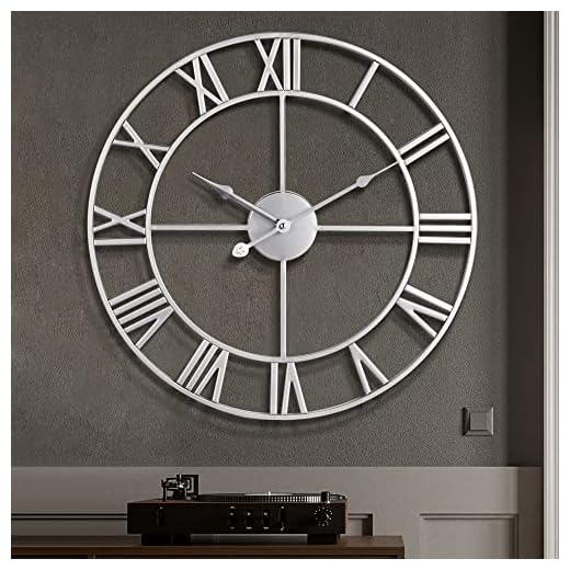 Wall Clock For Living Room Decor 24 Inch Silent Non Ticking Decorative Large Wall Clock, Battery