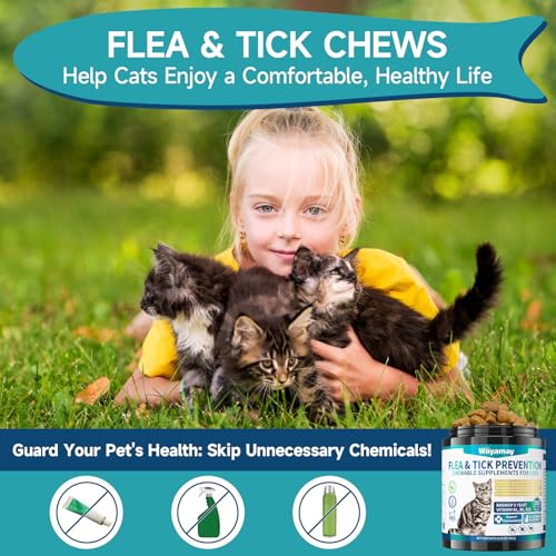 Woyamay Flea and Tick Support for Cats Chewables, 200 Treats Natural Cat Flea Chews, Daily Cat Flea Care, Flea Support Chewable Supplement for Cats Kittens for All Breeds, Chicken Flavor - Image 4