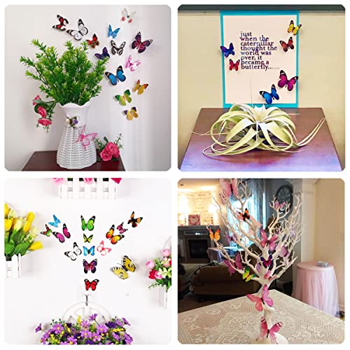 Tianorcan 80 Stück 3D Schmetterlinge Deko Schmetterling Wandaufkleber Dekoration Wandtattoo Abnehmbare Wandaufkleber Heimdeko Schlafzimmer Deko