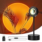 【Verbesserte 360°Drehung】Dieses Sunset Lamp um 360 Grad gedreht werden, sodass Sie den Winkel frei einstellen können. Die Lichter werfen erstaunlich bunte kreisförmige Lichter an die Wände, die Decke und den Boden um verschiedene Effekte in Ihren Raum zu bringen.