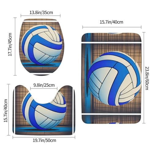 Tapis de bain volleyball bleu pour douche de salle de sport