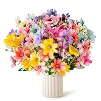 SOMYTING Kunstbloemen, 8 bundels voor buiten, uv-bestendig, namaakbloemen, vervaagt niet, groene kunstplant, tuin, veranda, raam, box, kantoor, struiken, decoreren (paars