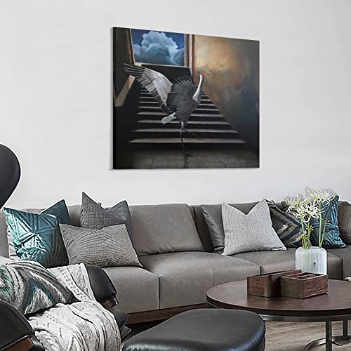 Bird Protection Wall Art Dandilion Crane Wall Art Heron Indoor Wall Art Canvas Print Picture Wall Art Poster For Home Family Decor 28X28Inch(70X70Cm) Frame-Style #TOP2