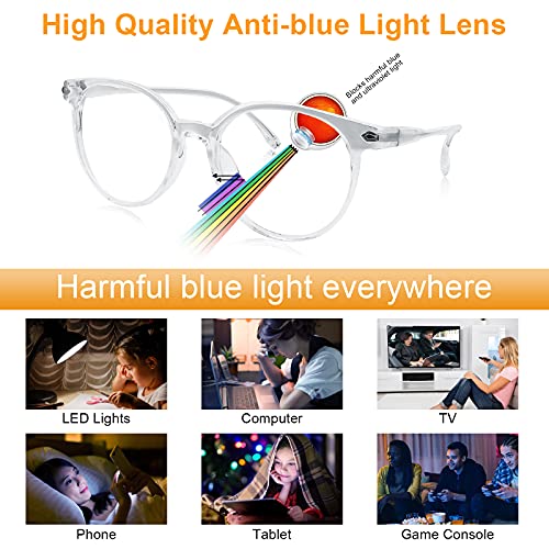 Craebuer Clear Glasses For Women Men, Retro Round Blue Light Blocking Reading Eyeglasses With Lightweight Frame, Anti Eyestrain Uv Glare Filter Eyewear #TOP2
