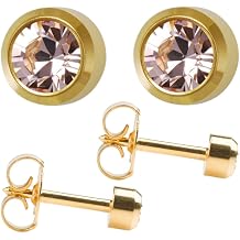 Studex June/Alexandrite Regular 4mm Gold Plated Bezel Setting Ear Piercing Stud Earrings Birthstone