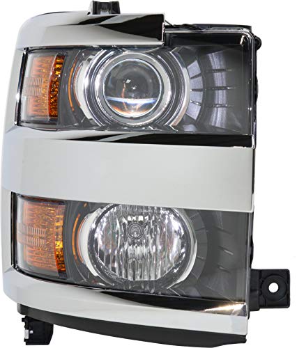 Evan Fischer Headlight Assembly Compatible with 2015-2019 Chevrolet Silverado 2500 HD with Chrome Trim Passenger Side