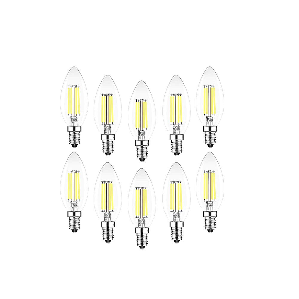 Lampadine a LED Lampadine a Candela E14 Confezione da 10 lampadine a filamento Non dimmerabili 40 W equivalenti a 6500 K Bianco Freddo 4 AC220-240V