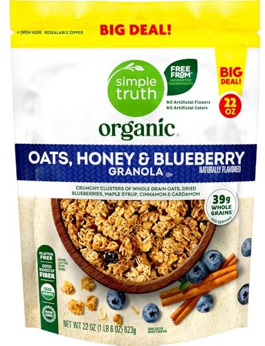 Simple Truth Organic Oats, Honey & Blueberry Granola, USDA Organic, Gluten Free, Non-GMO, 22 oz