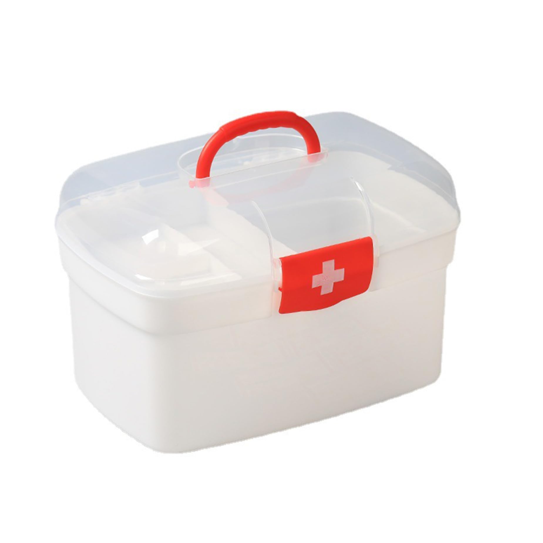 Boîte de premiers secours portable à 2 niveaux avec couvercle transparent