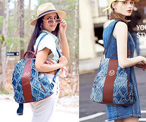 Mkp Women Fashion Backpack Purse Jean Denim Handbag Anti-Theft Rucksack Travel College Shoulder Bag With Wristlet #TOP1