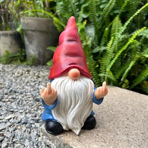 image for Generic Middle Finger Gnome Statue 7.8in， Naughty Garden Gnome Statu