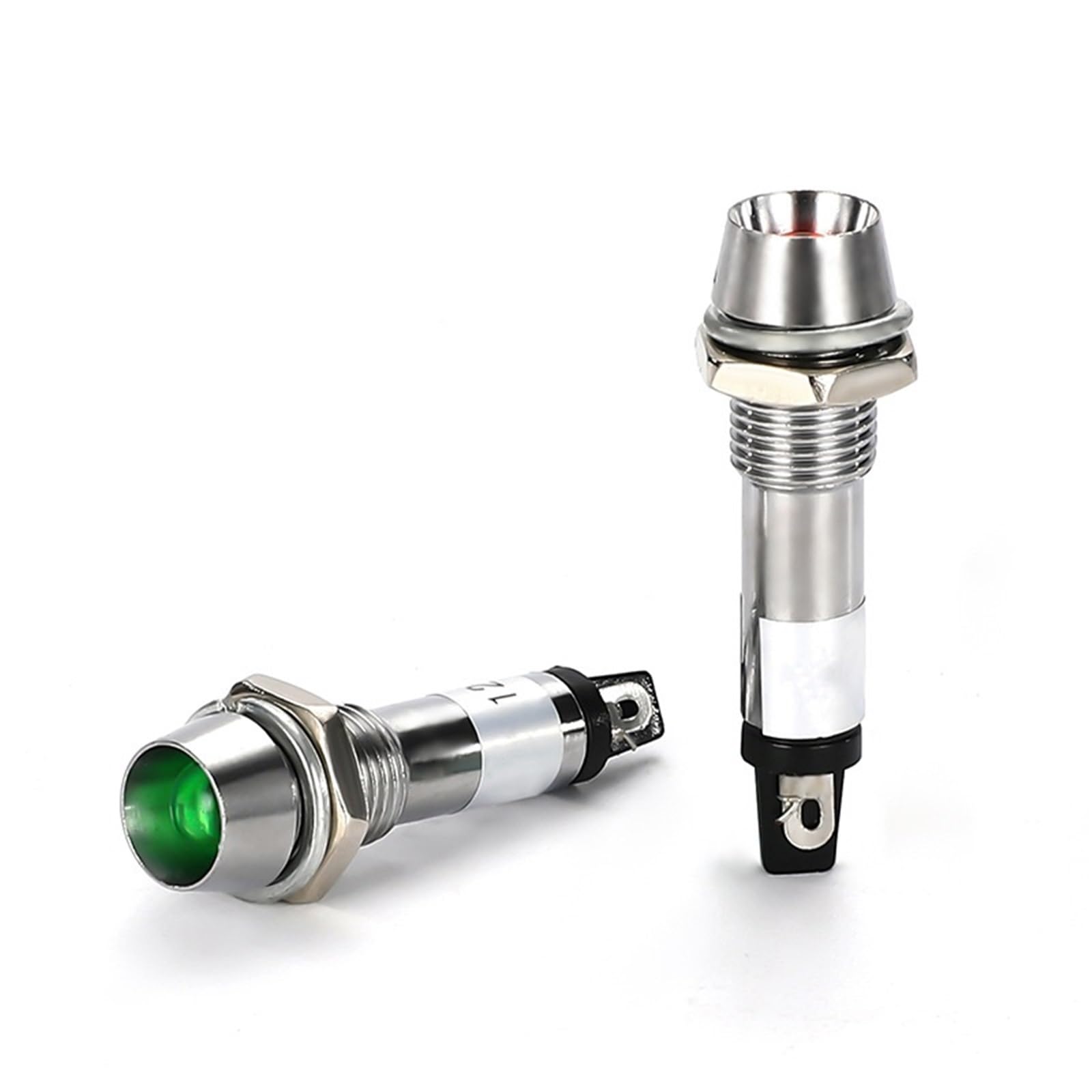 1/5/10 piezas 8MM pequeña fuente de alimentación metal LED luz de señal de trabajo XD8-1 luz circular de cobre rojo verde amarillo 12V 24V 220V(DVPCOPM-SL,10PCS_24 V)