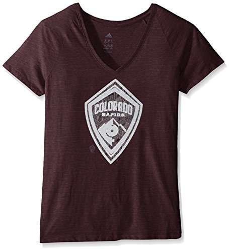 MLS Colorado Rapids Women's Liquid Hexagon Tri-Blend V-Neck Tee, Medium, Maroon