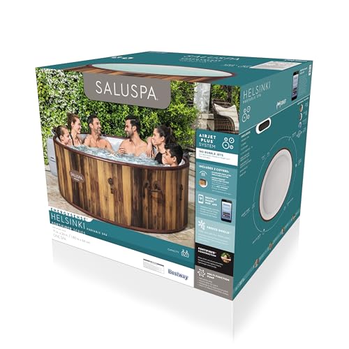 Bestway SaluSpa 71\" x 26\"/1.80m x 66cm Helsinki EnergySense Smart Signature AirJet Plus 7 Brown Wood Inflatable Hot Tub Spa - Thumbnail 7