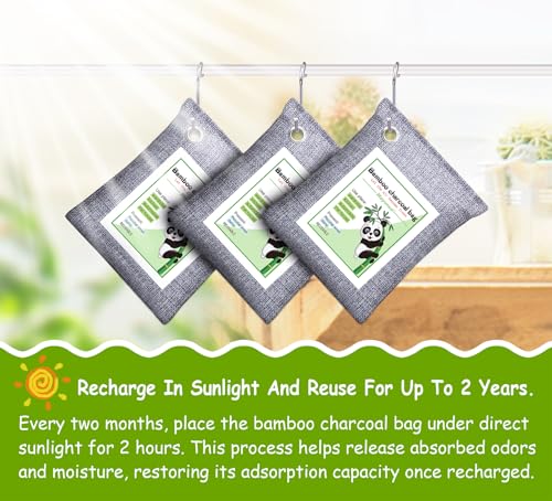 Activated Charcoal Odor Absorber for Strong Odor, Basement, Cars, Closets, Shoes, Smoke. 3 Pack Bamboo Charcoal Air Purifying Bags Deodorizer Odor Eliminator for Home - Image 5