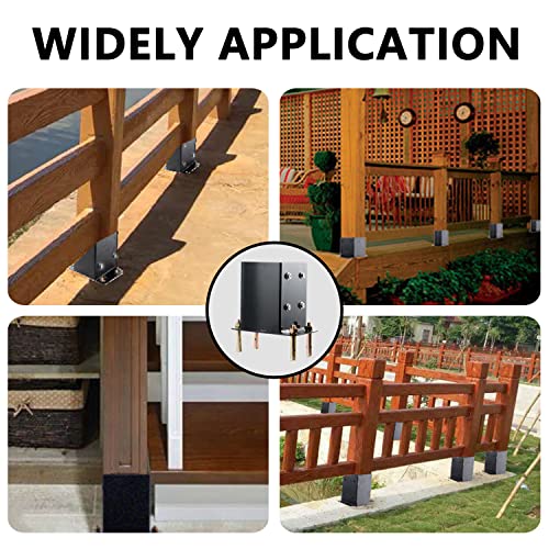 Minneer Railing Post Base 4X4 (Real Size 3.5X3.5)-5 Pack, 2.5 Lbs Black With Screws, Gate Fence Mailbox Street Lamp Handrail Supports Deck Base #TOP2