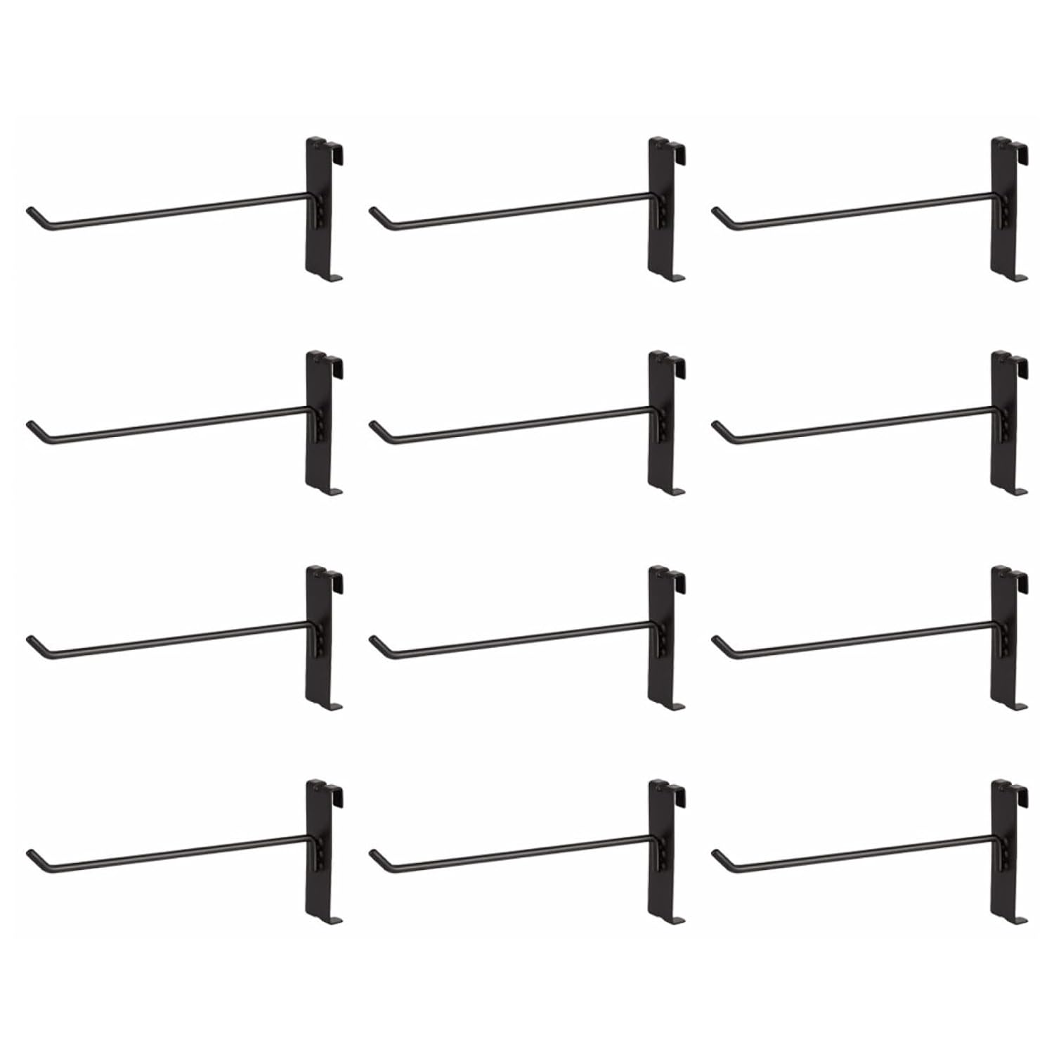 300mm / 11.81in Gridwall Panel Hooks 12-Pack, Metal Hanging Hooks for Display and Storage, Fit for Showrooms Hotels and Home Kitchen Panels, Black 5mm Diameter
