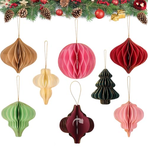 Weihnachten Deko, 8 Stück 3D Mini Weihnachts Papier Ornamente mit...