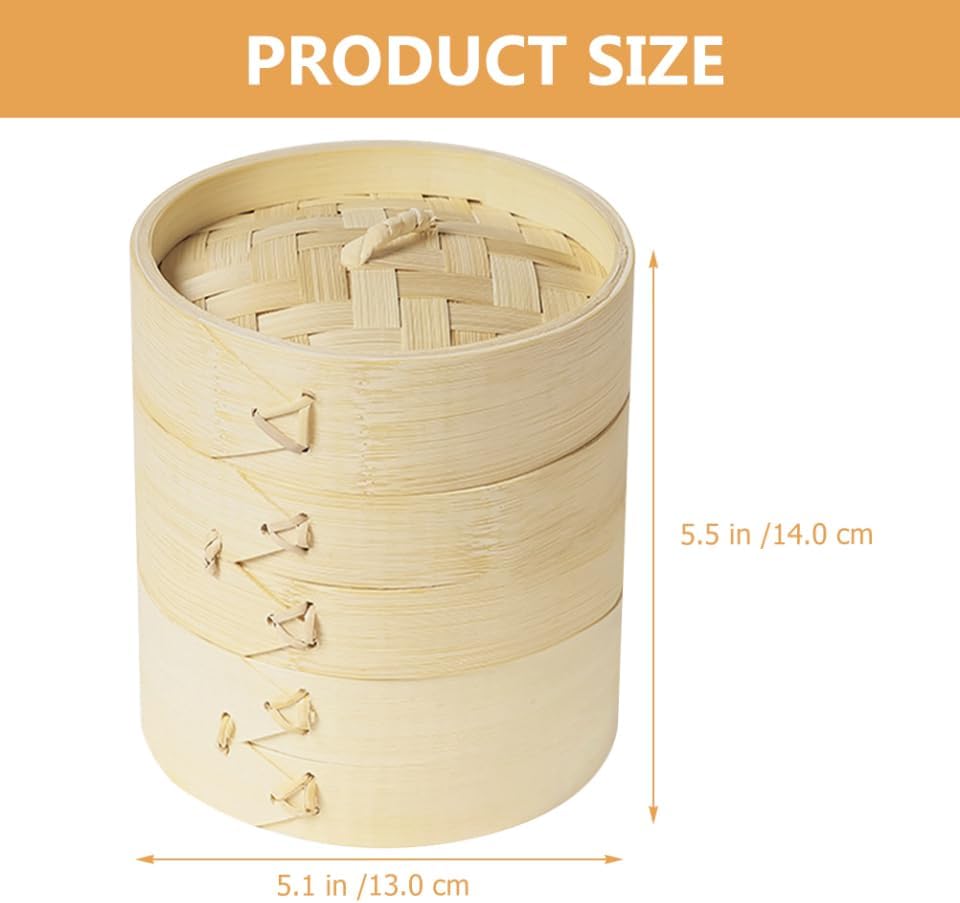 1 Set of Bamboo Steamer 3-Tier Meat Steamer Chinese Dim Sum Bamboo Food s Seafood Kitchen Mini Basket for Home Kitchen