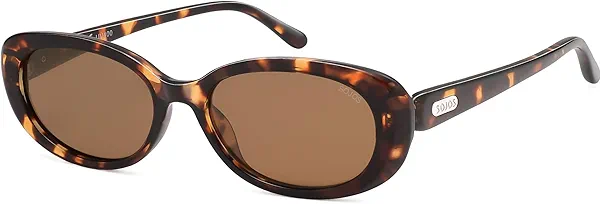 SOJOS Retro Oval Polarized Sunglasses for Women Men Vintage 90s Style Designer Inspired Sunnies Sun Glasses SJ2369 Tortoise/Brown 55 Millimeters