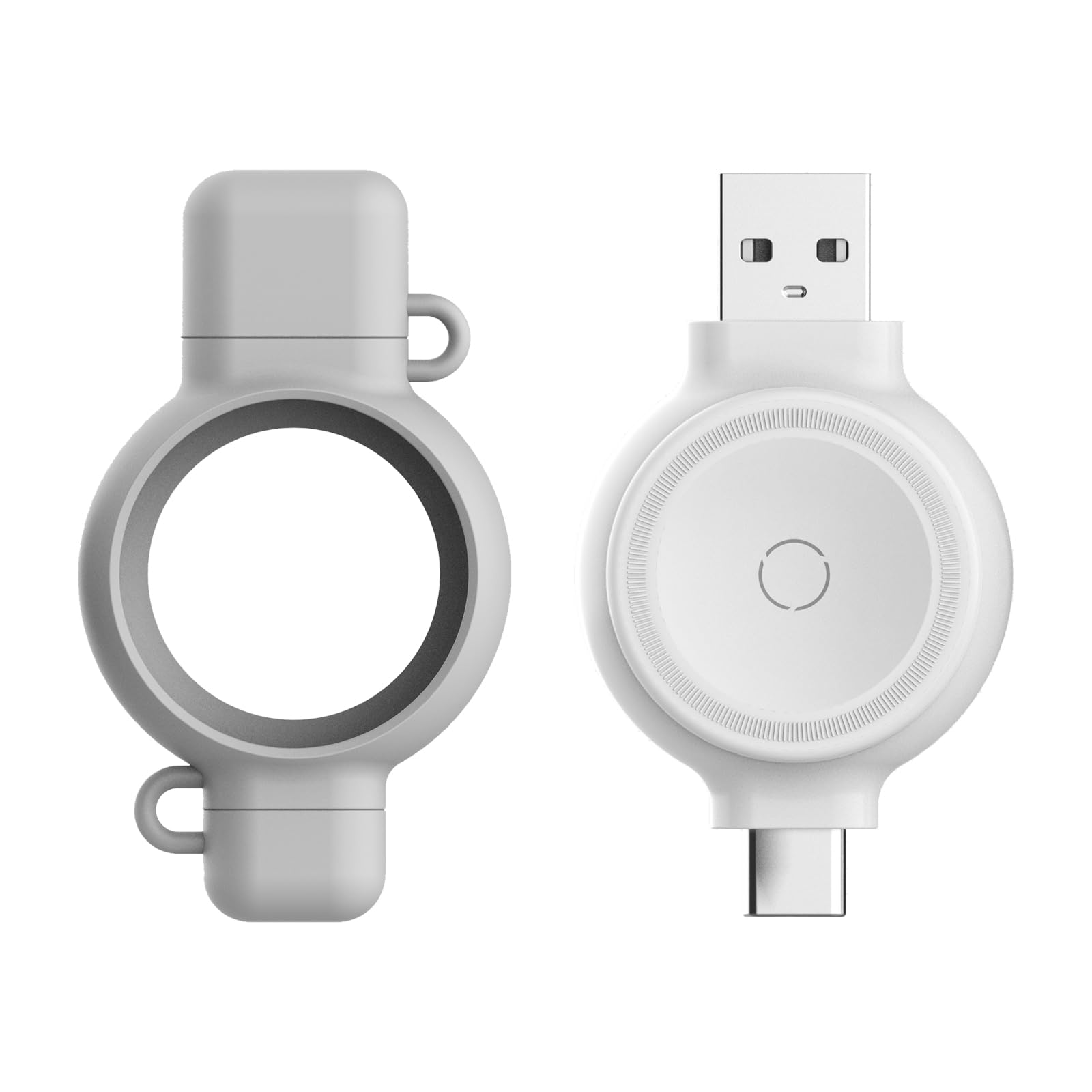 XOANWA Portable Wireless Charger for Apple Watch, 2-in-1 USB A & C Keychain Charging for Series 10/9/8/7/6/SE/5/4/3/2/1/Ultra(White)