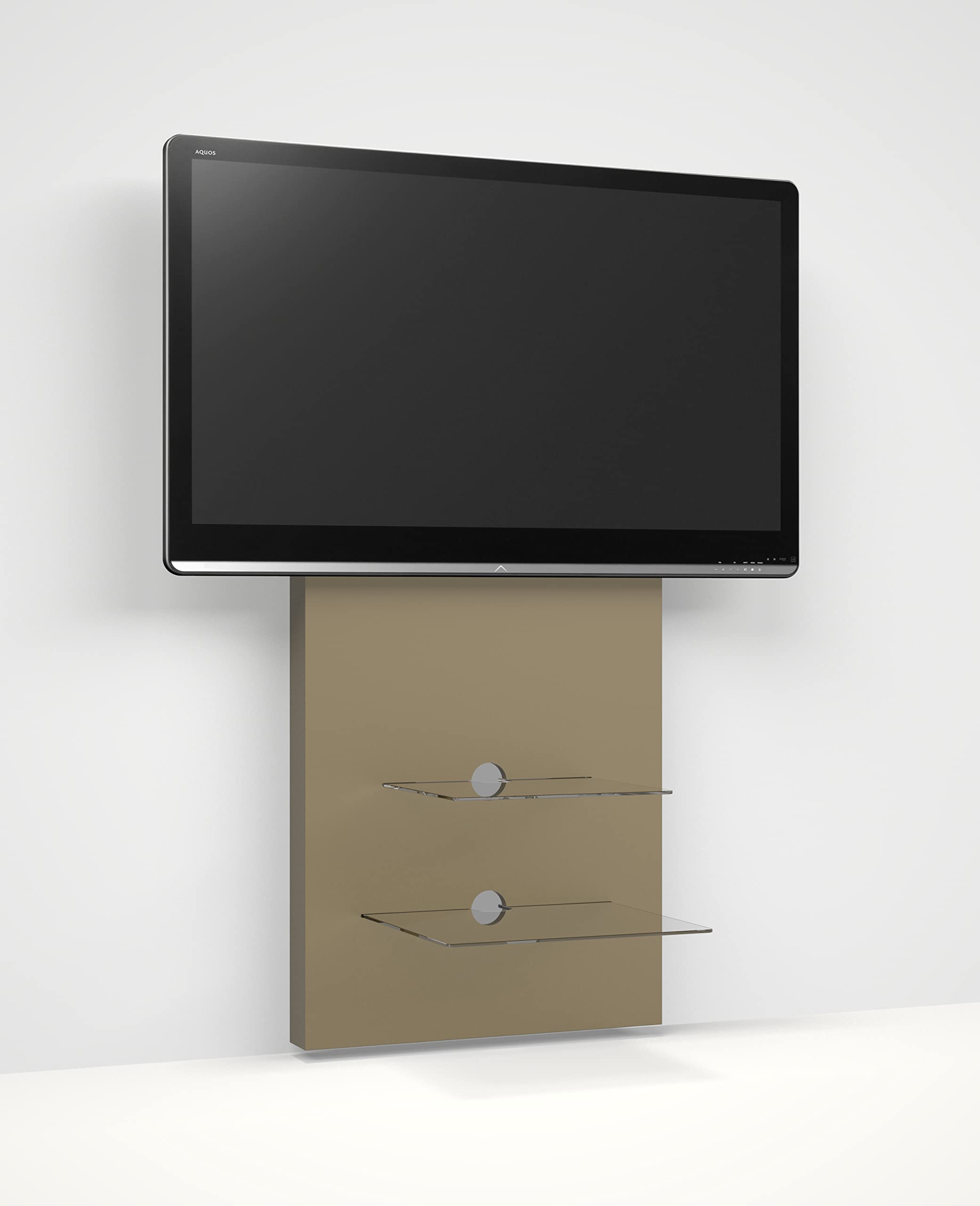 Alphason Mercury 2 Shelf Media Wall Mount Raw MDF Brown - Tilt Swivel Angle TV Bracket