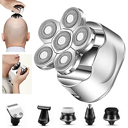 Soonsell Electric Razor for Men - Upgrade 6 in 1 Shavers for Men -Ultimate Skull & Head Razor Shaver Rechargeable Cordless USB Cordless LED Mens Electric Shavers Waterproof Wet/Dry