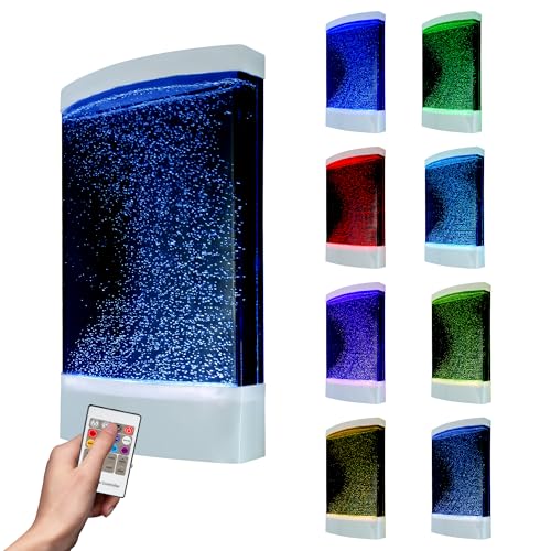 Sensory Bubble Wall 32 Curved LED Water Panel with 8 Color-Changing Lights & Remote Control. Calming Bubble Wall for Sensory Room Office Classroom or Home Decor Adjustable RGB Lights