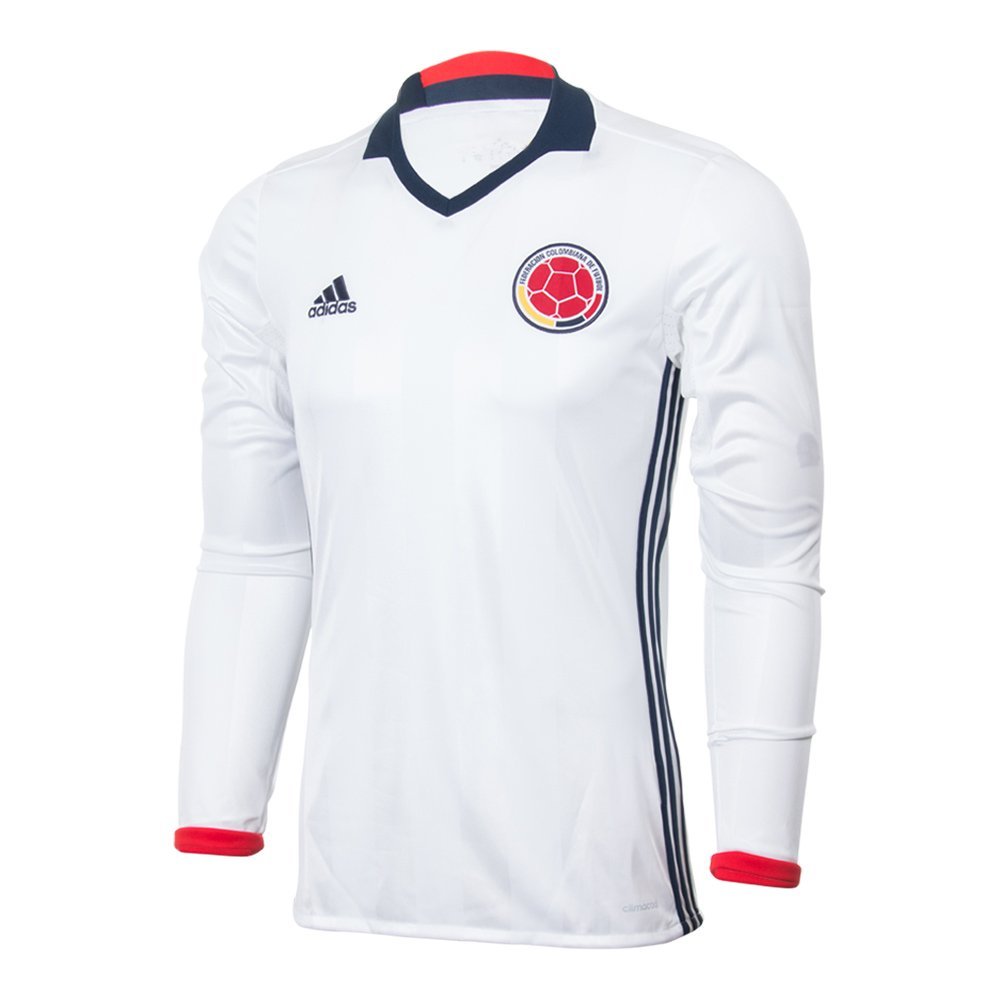 adidasColombia Home Soccer Jersey Copa America Centenario 2016 Long Sleeve  White/navy,Small