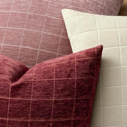 Image of MIULEE Burgundy Plaid Decorative Throw Pillow Covers 18x18 Set of 2