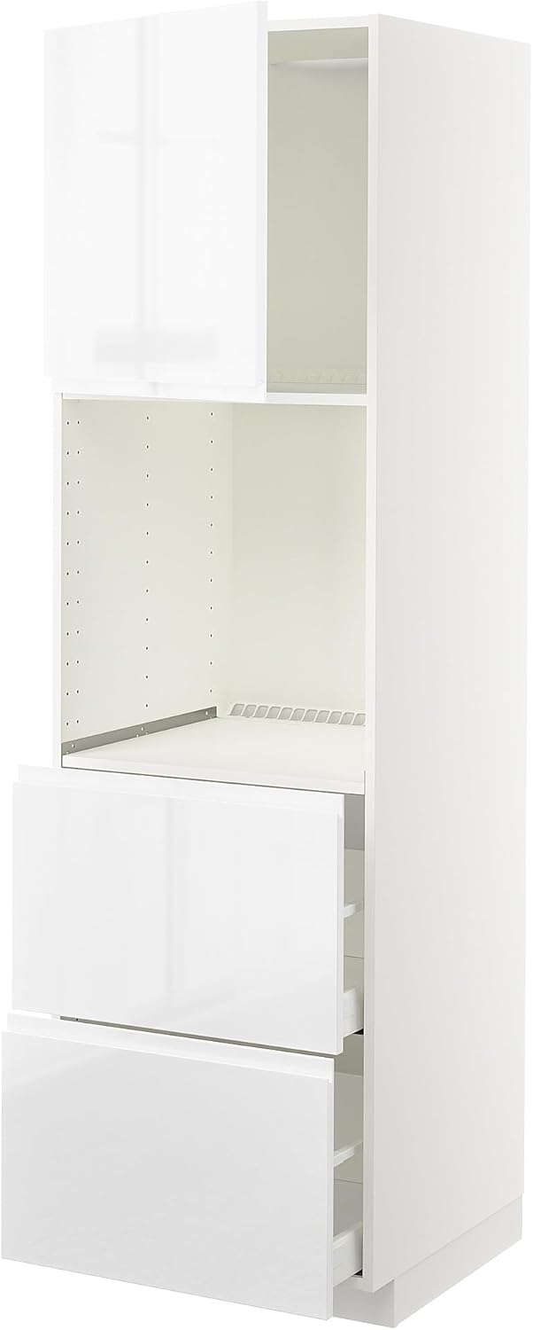 METOD/MAXIMERA Hi Cab f ov w dr/2 frnts/2 hi drwrs, White/Voxtorp High Gloss/White, 60x60x200cm
