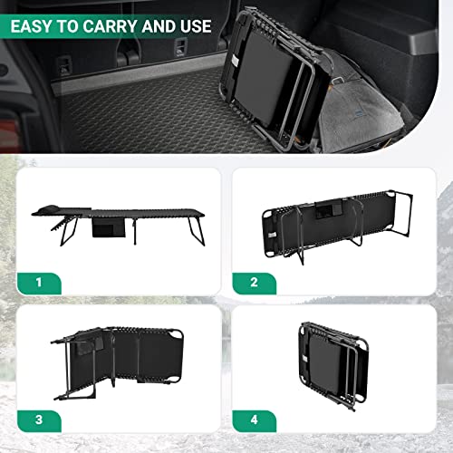 Kingcamp Adjustable Folding Chaise Lounge Chair With Mattress And Pillow For Outdoor And Indoor Use - 5-Position Portable Camping Cot For Patio, Beach, Lawn, Pool, And Tanning, Oxford Material #TOP3